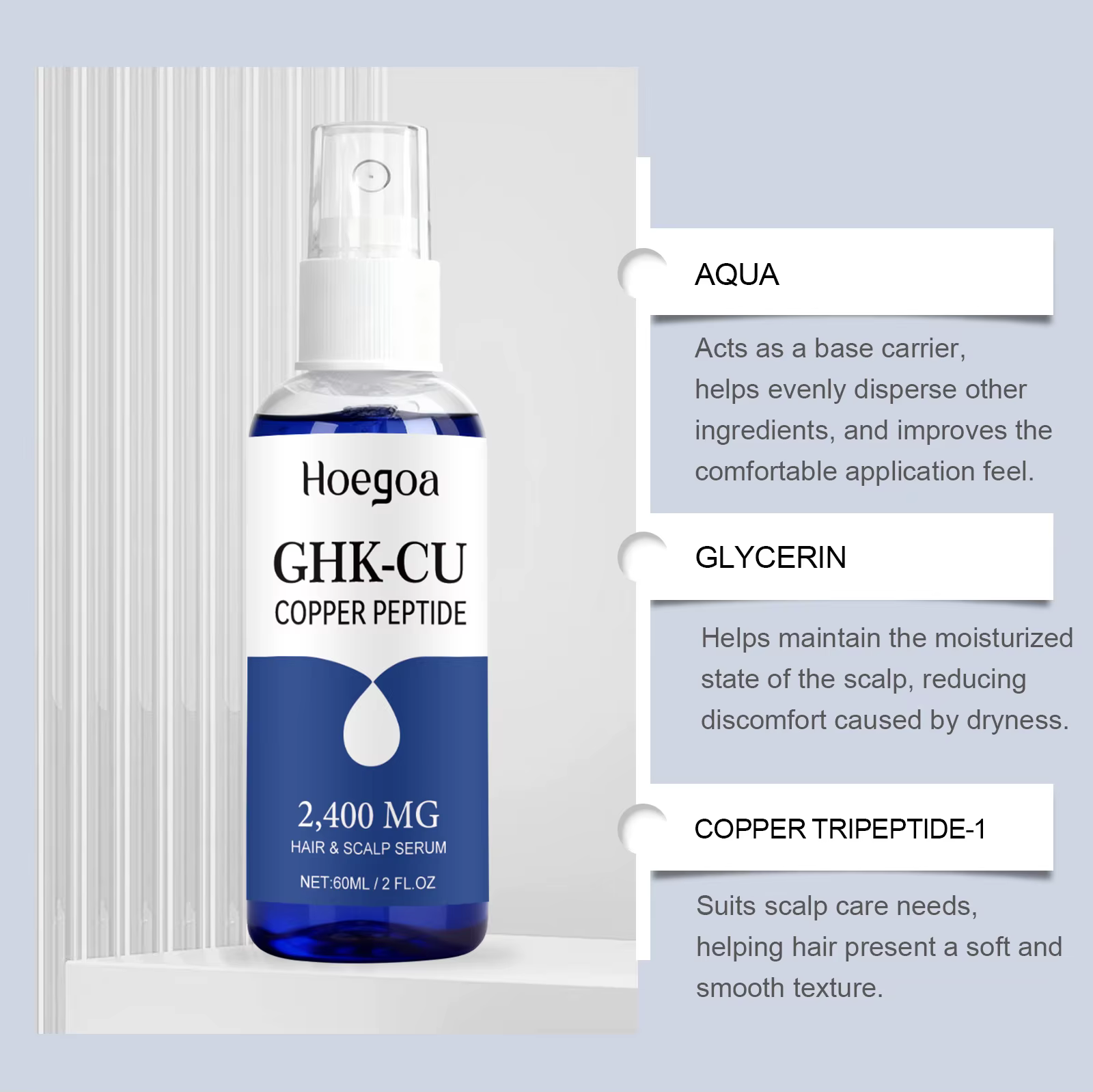 Sérum capillaire à base de peptides de cuivre
