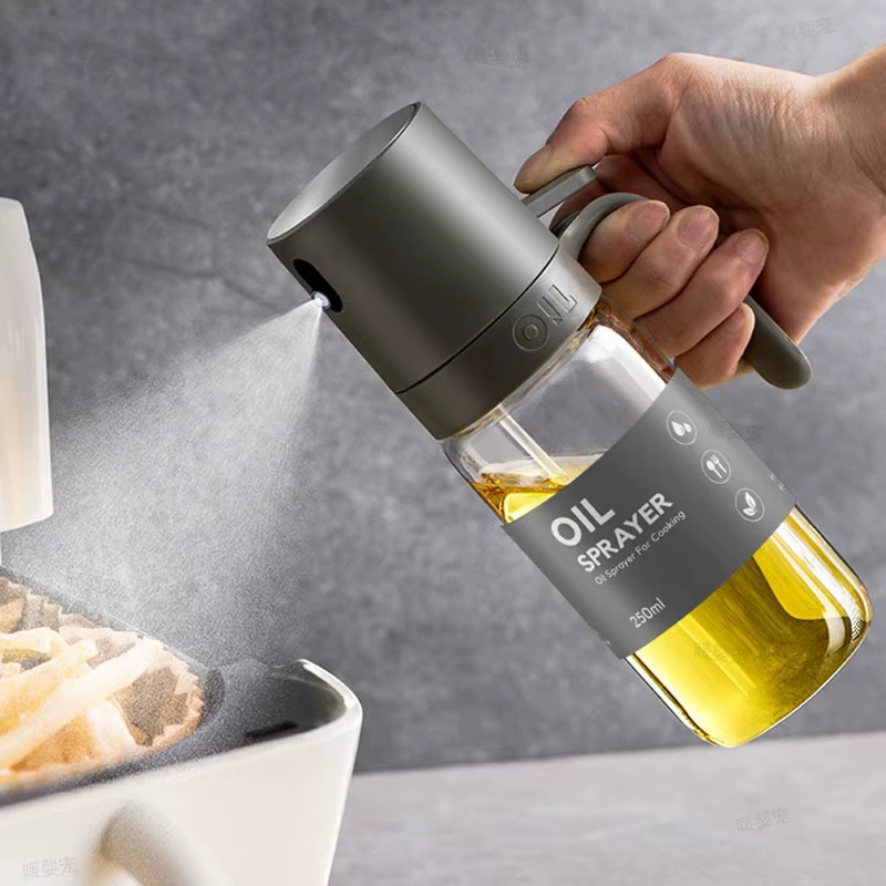 Pulvérisateur d'huile de cuisine 8,5 oz en verre – Distributeur d'huile d'olive pour la cuisson – Accessoire de cuisine