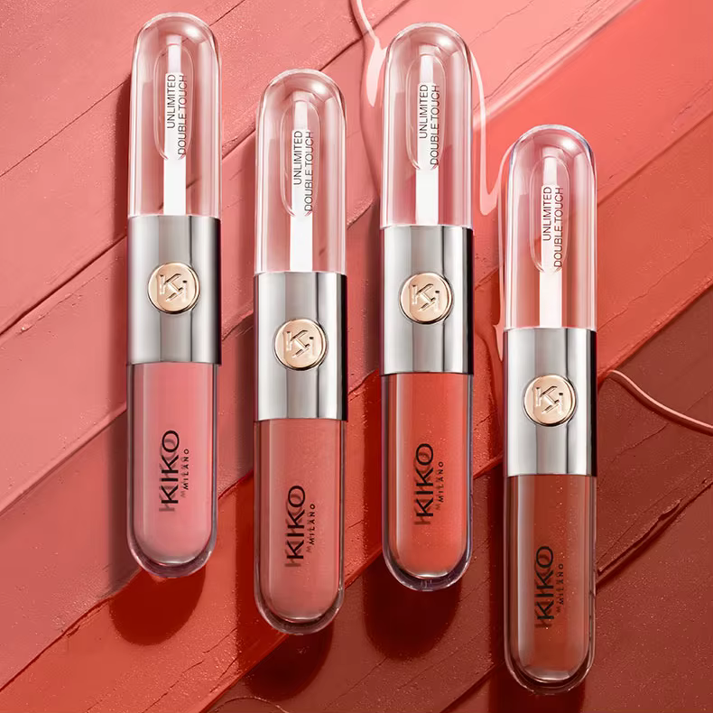 Nouveau Rouge à Lèvres Double Embout Kiko, Gloss Transparent Effet Miroir, Huile à Lèvres Longue Tenue, Gloss Riche et Sexy, Teinte Lait Thé Pâte de Haricot, Maquillage Naturel
