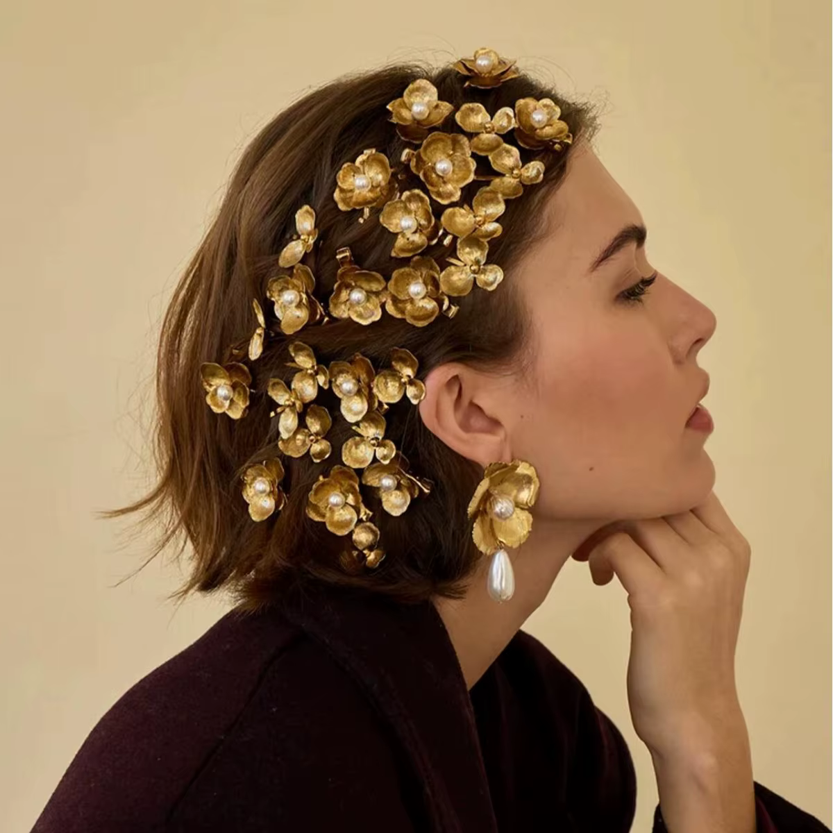 Peigne à cheveux de luxe en perles de Style français
