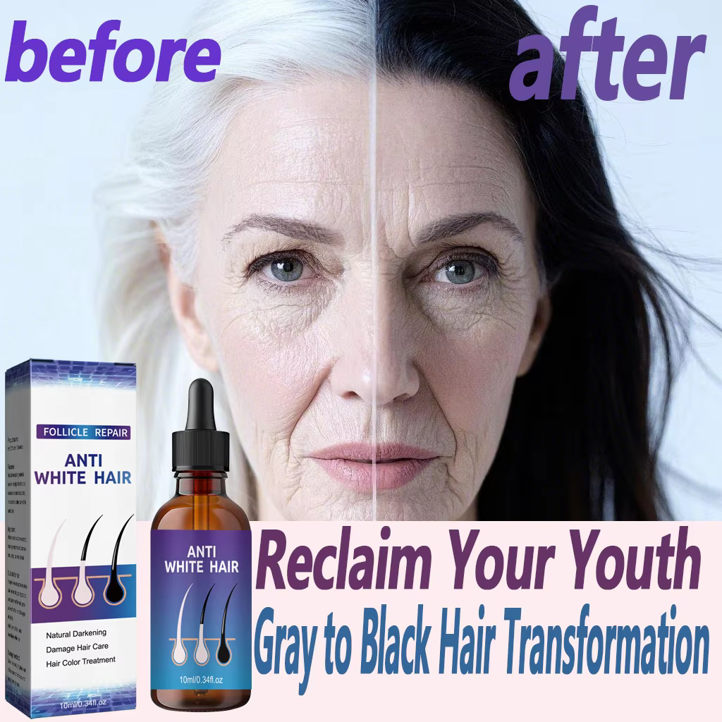 Transformation des cheveux gris à noir
