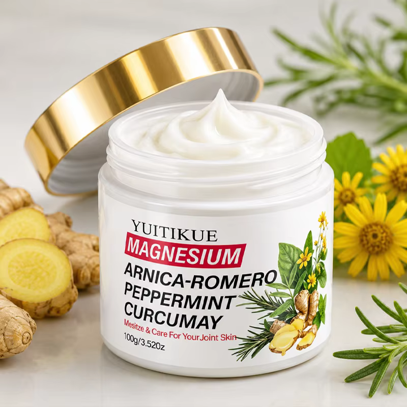 Crème pour la peau au magnésium et à l'arnica 100g, lotion nourrissante infusée au curcuma, au romarin et à la menthe poivrée pour les soins des articulations et des muscles