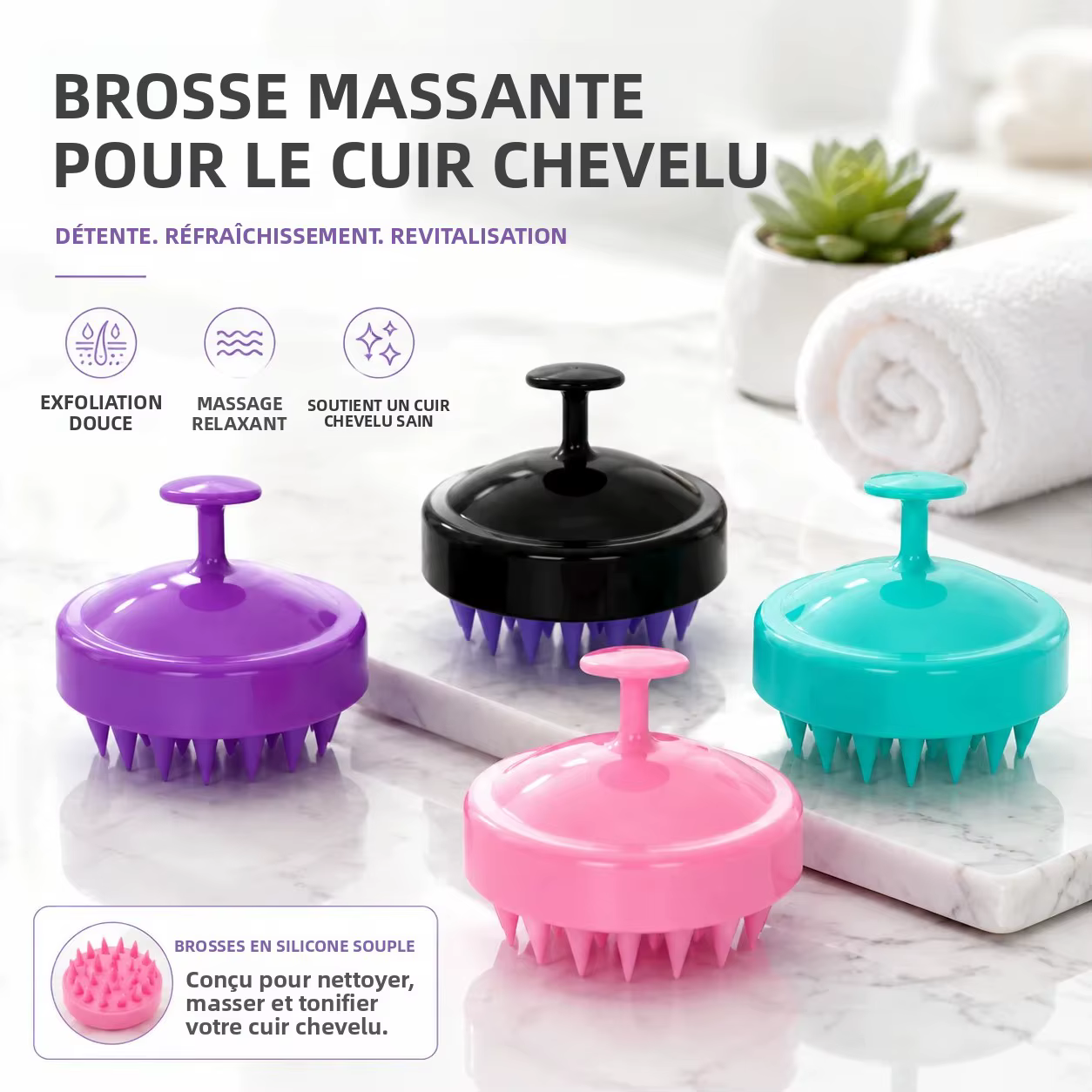 Brosse de massage du cuir chevelu en silicone