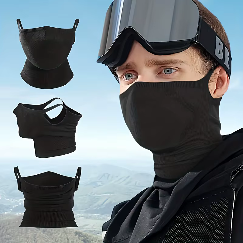 Masque facial de cyclisme suspendu à l'oreille, couvre-tête de masque de cyclisme coupe-vent, masque de protection du cou respirant et chaud