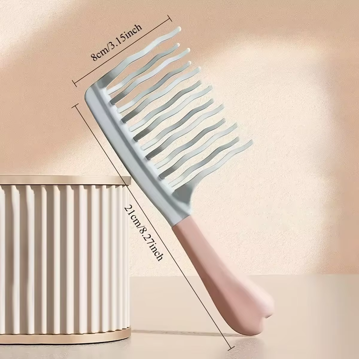 1 peigne à double rangée de dents ondulées pour cheveux bouclés