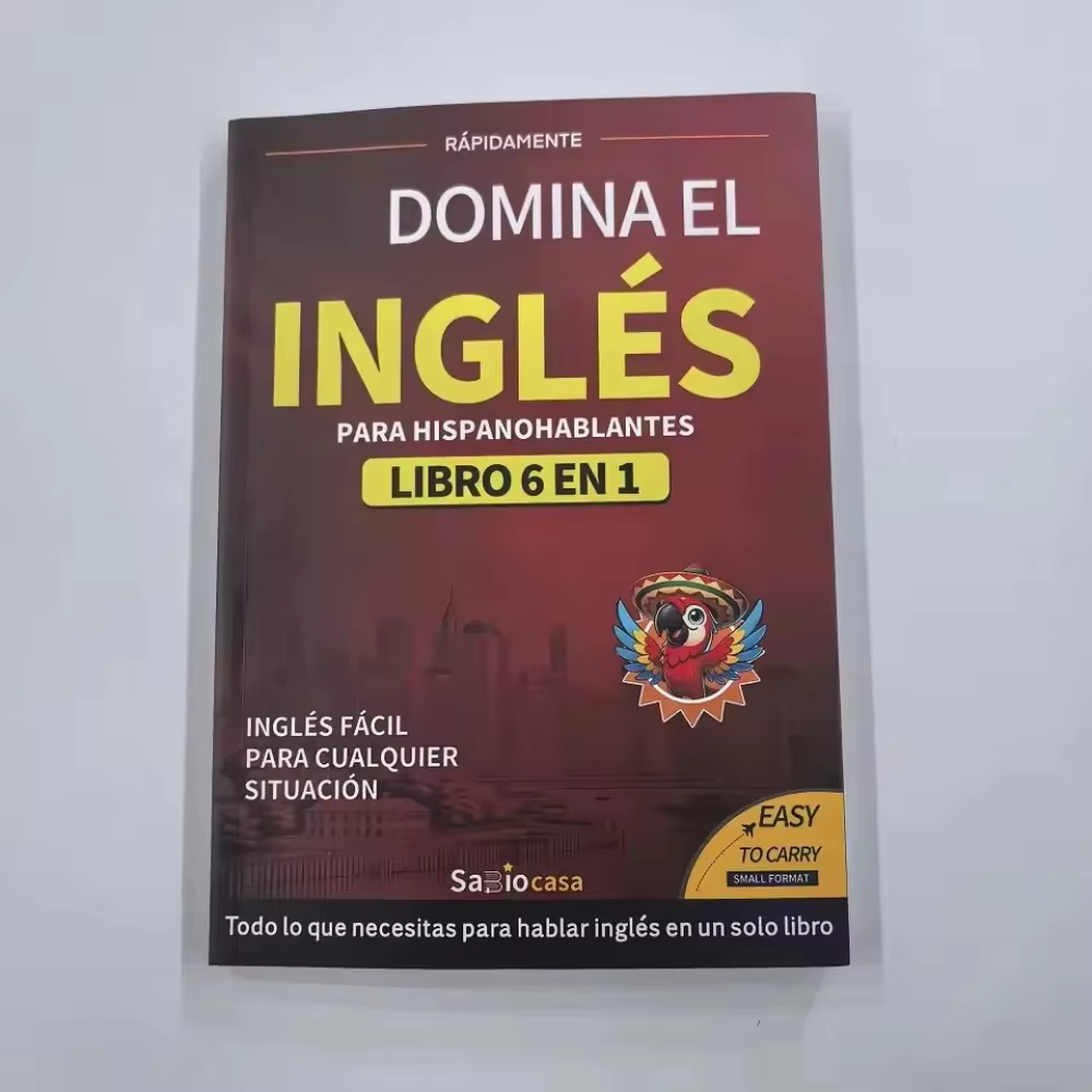 Livres d'anglais pour débutants 6-en-1 édition espagnole - Cahier d'exercices d'apprentissage facile des langues avec dictionnaire pour la lecture et les fournitures scolaires