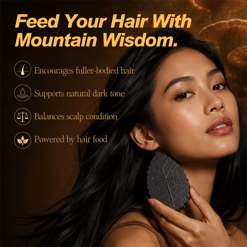 Savon Shampoing Noir Couvrant les Cheveux Gris, Savon Shampoing Bio aux Herbes pour Assombrir les Cheveux, Soin Réparateur pour Cheveux Secs et Abîmés