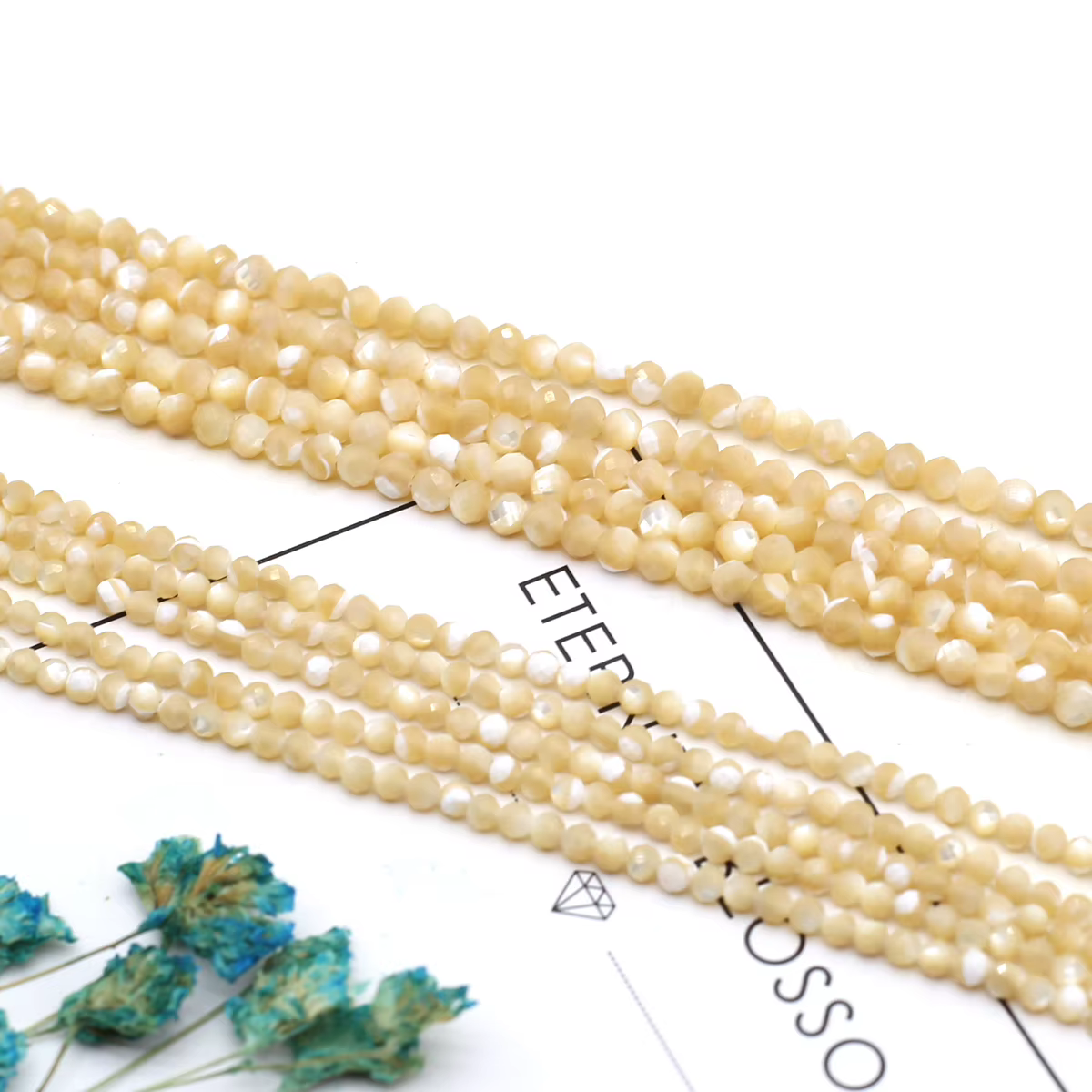 Perles de coquillage en nacre coquille jaune naturelle 3 4mm perles à facettes de haute qualité pour la fabrication de bijoux collier à faire soi-même Bracelet 14''