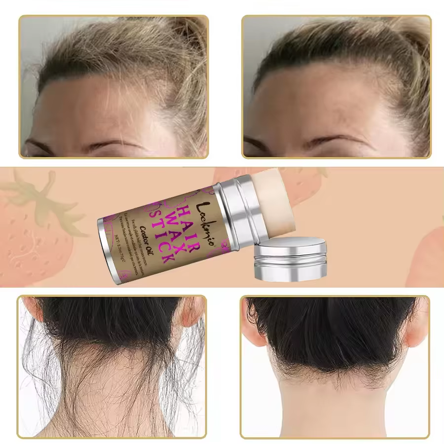 LOCKMIO 75g bâton de cire pour cheveux avec huile de ricin tome frisottis lisse flyaways forte tenue bord style finition