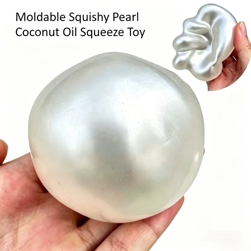 Jouet compressible en forme de perle d'huile de coco, jouet anti-stress moulable, jouet sensoriel à remontée lente pour adultes