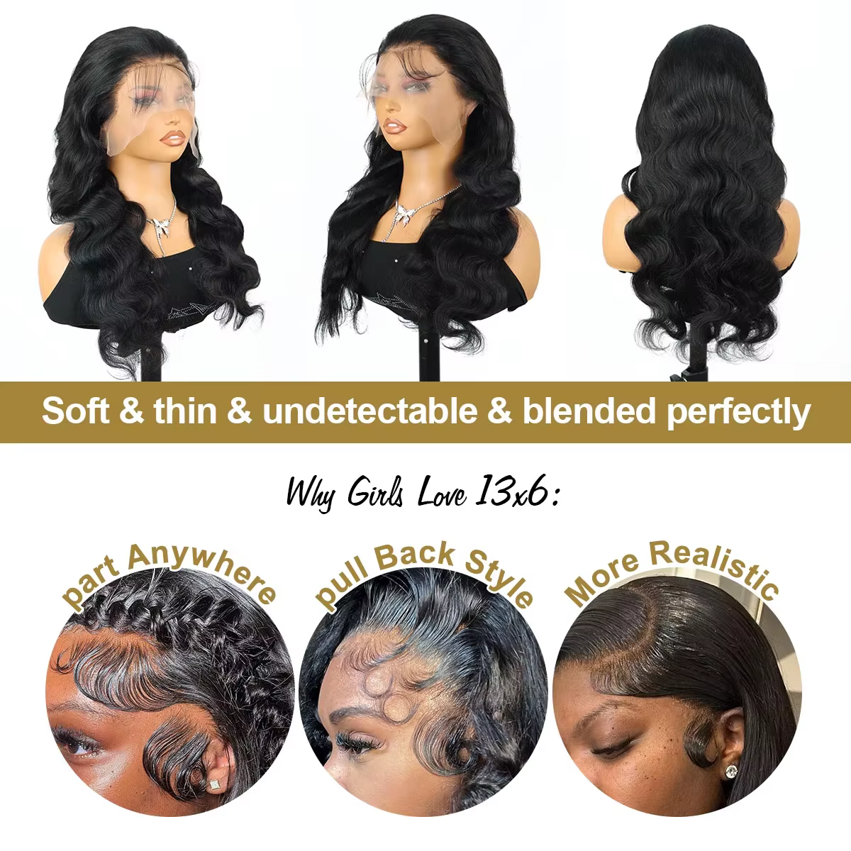 30 40 pouces vague de corps 13x6 Hd dentelle frontale perruque cheveux humains brésilien pré plumé
