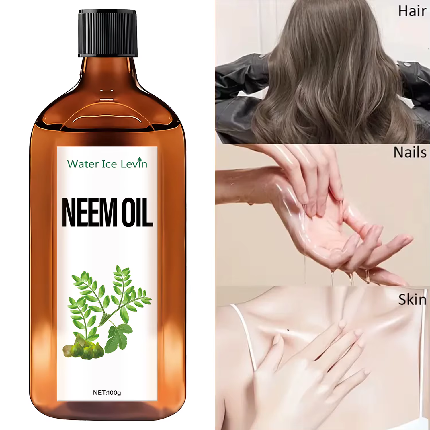 Huile de Neem pour Cheveux - Soin Hydratant Intense pour Cheveux Secs