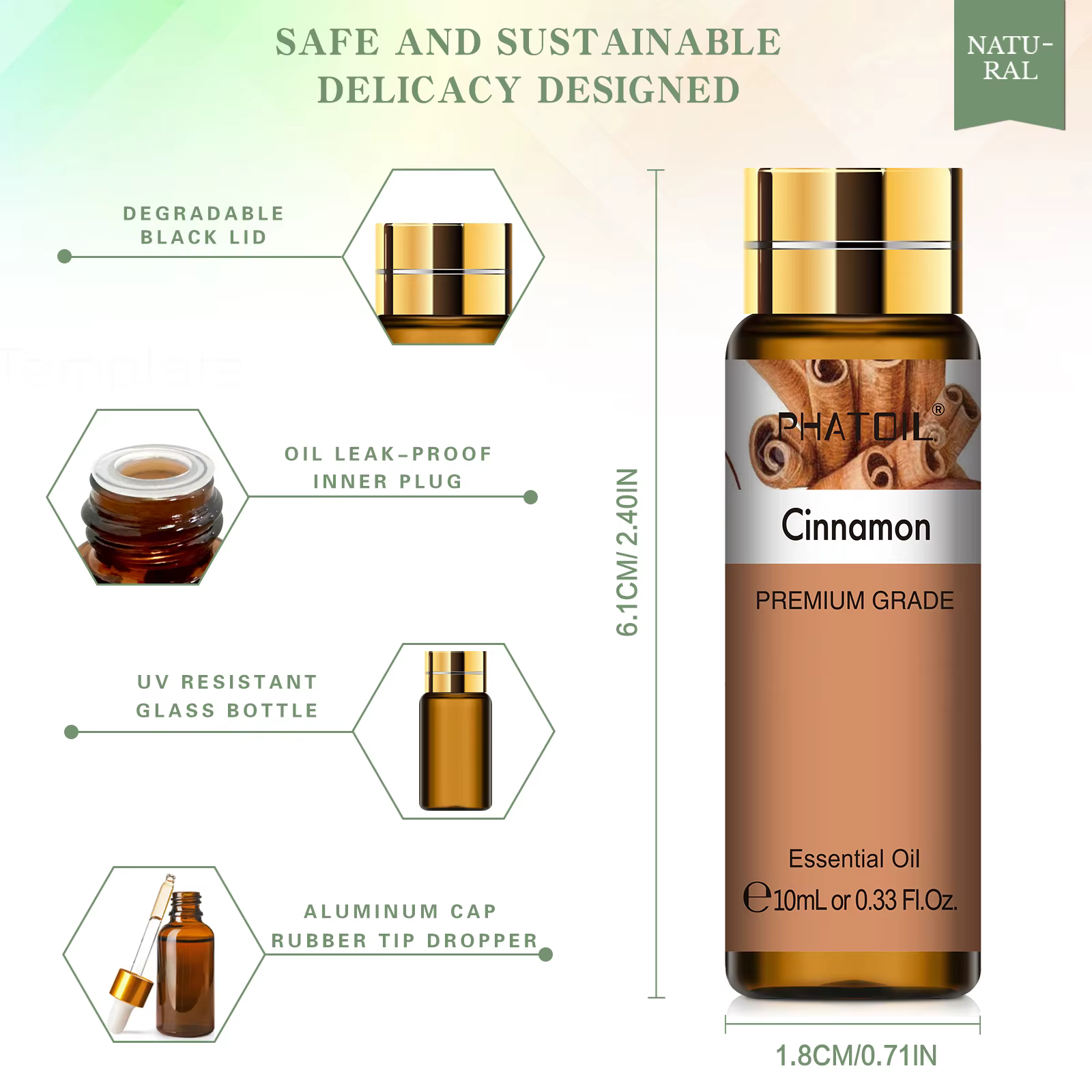 PHATOIL 10ml huiles essentielles de cannelle naturel pur pour diffuseur Massage Spa aromathérapie bougies à bricoler soi-même fabrication de savon