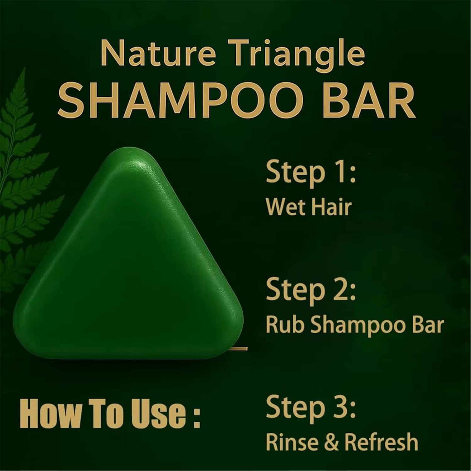 Barre de shampoing au savon triangulaire vert avec herbe Usman-barre