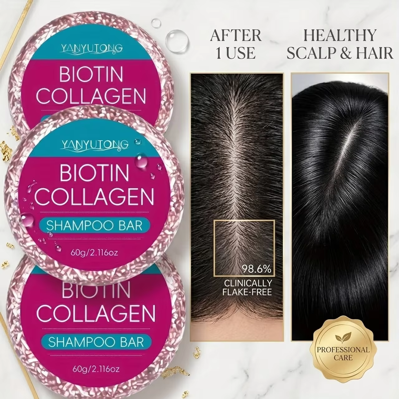 Le shampoing solide au collagène enrichi en biotine hydrate et nourrit