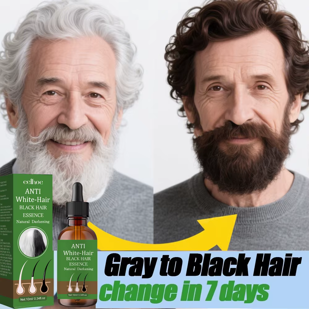 Huile capillaire gris-noir qui réduit la grisonnance précoce