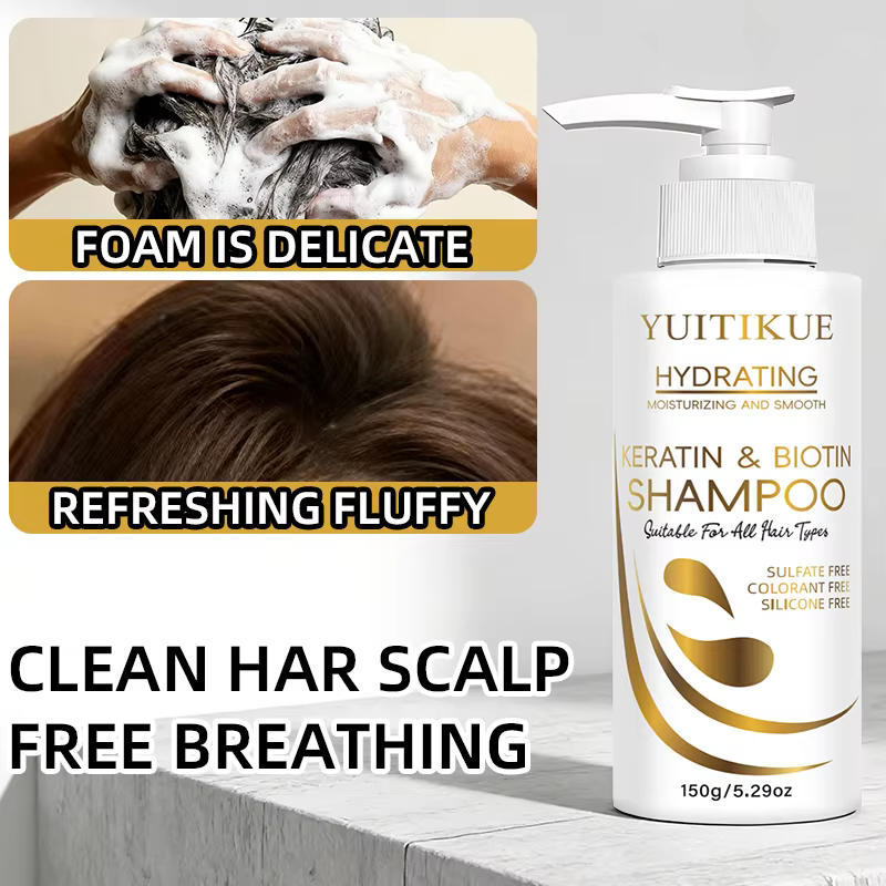Shampoo à la kératine et à la biotine YUITIKUE - Mousse délicate