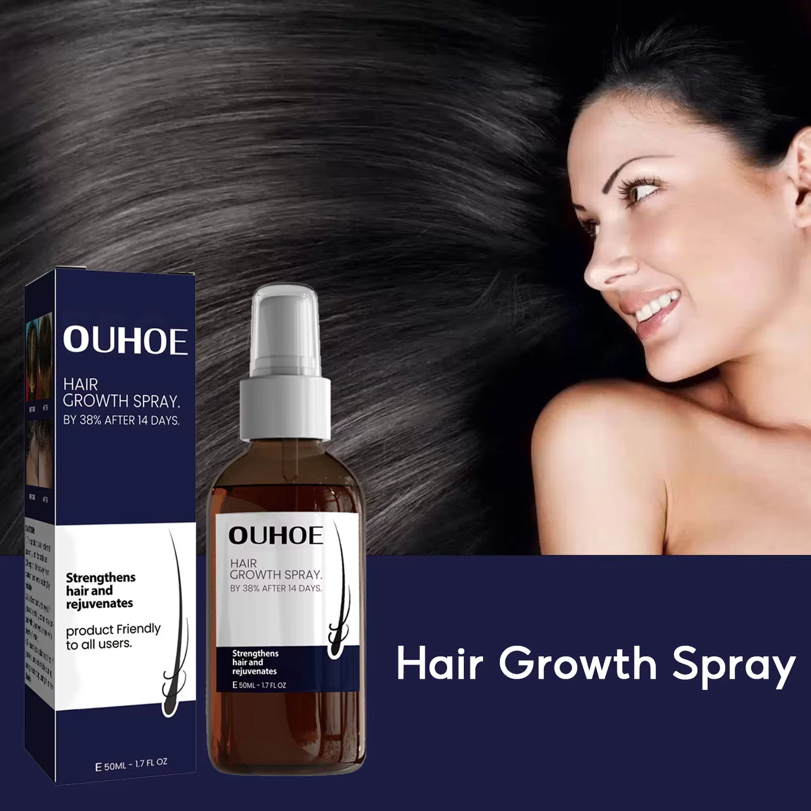 Spray pour la croissance des cheveux, nourrissant, hydratant, plus épais, réparation des dommages, renforcer le traitement du cuir chevelu, produits capillaires, 50ml
