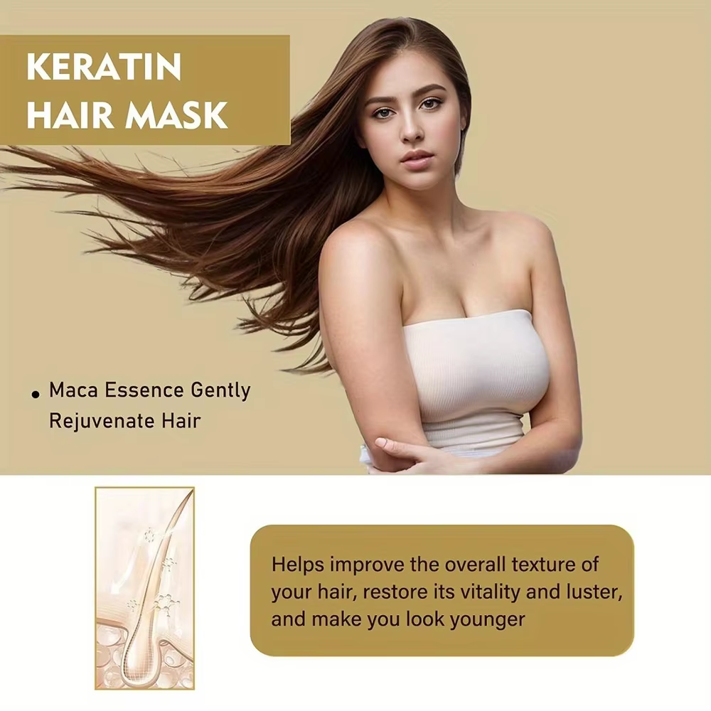Masque capillaire au collagène et à la kératine GZE – Après-shampooing en profondeur pour cheveux secs – Infusé à