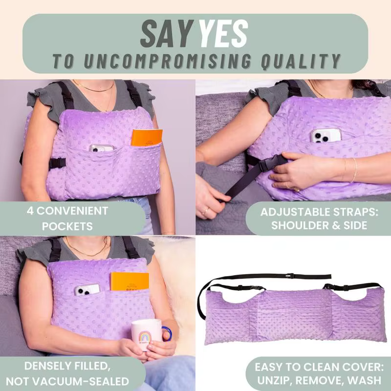 Oreiller de post-mastectomie avec sangle réglable, oreiller de sein après chirurgie cardiaque, cadeau de récupération de mastectomie indispensable