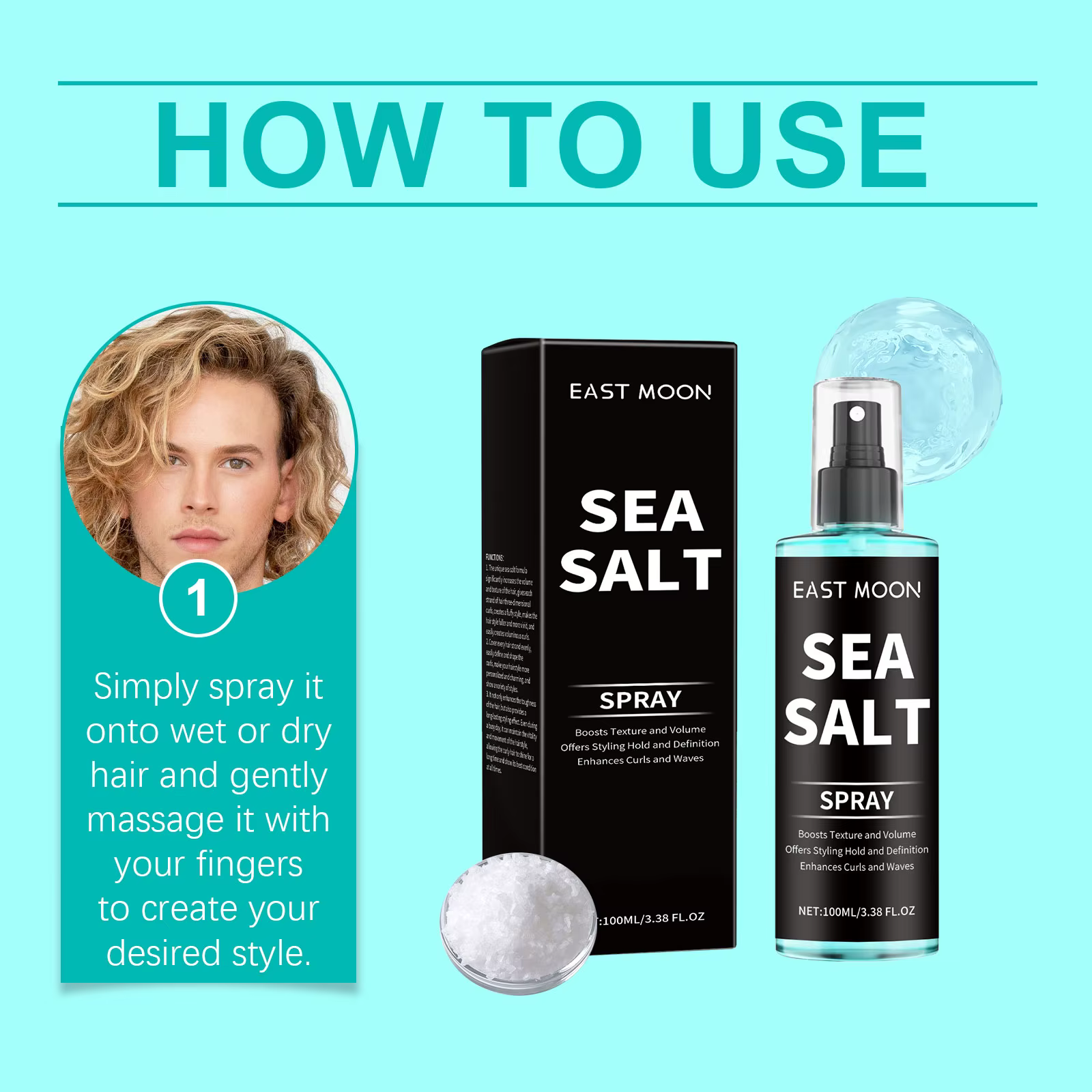 Spray coiffant au sel de mer