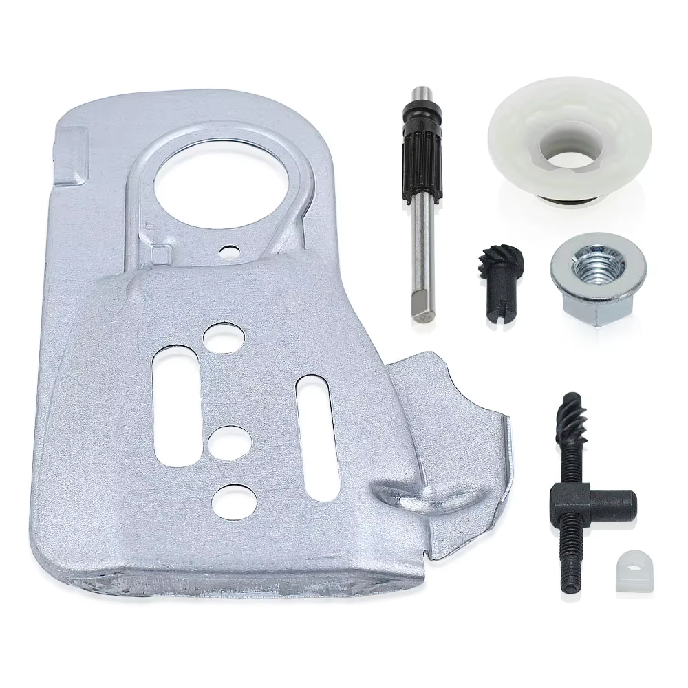 Plaque de barre de guidage de chaîne pour Husqvarna 445 450 445E 450E, pompe à huile, ajusteur d'engrenage à vis sans fin, Kit d'écrou de tendeur, tronçonneuse 544094001