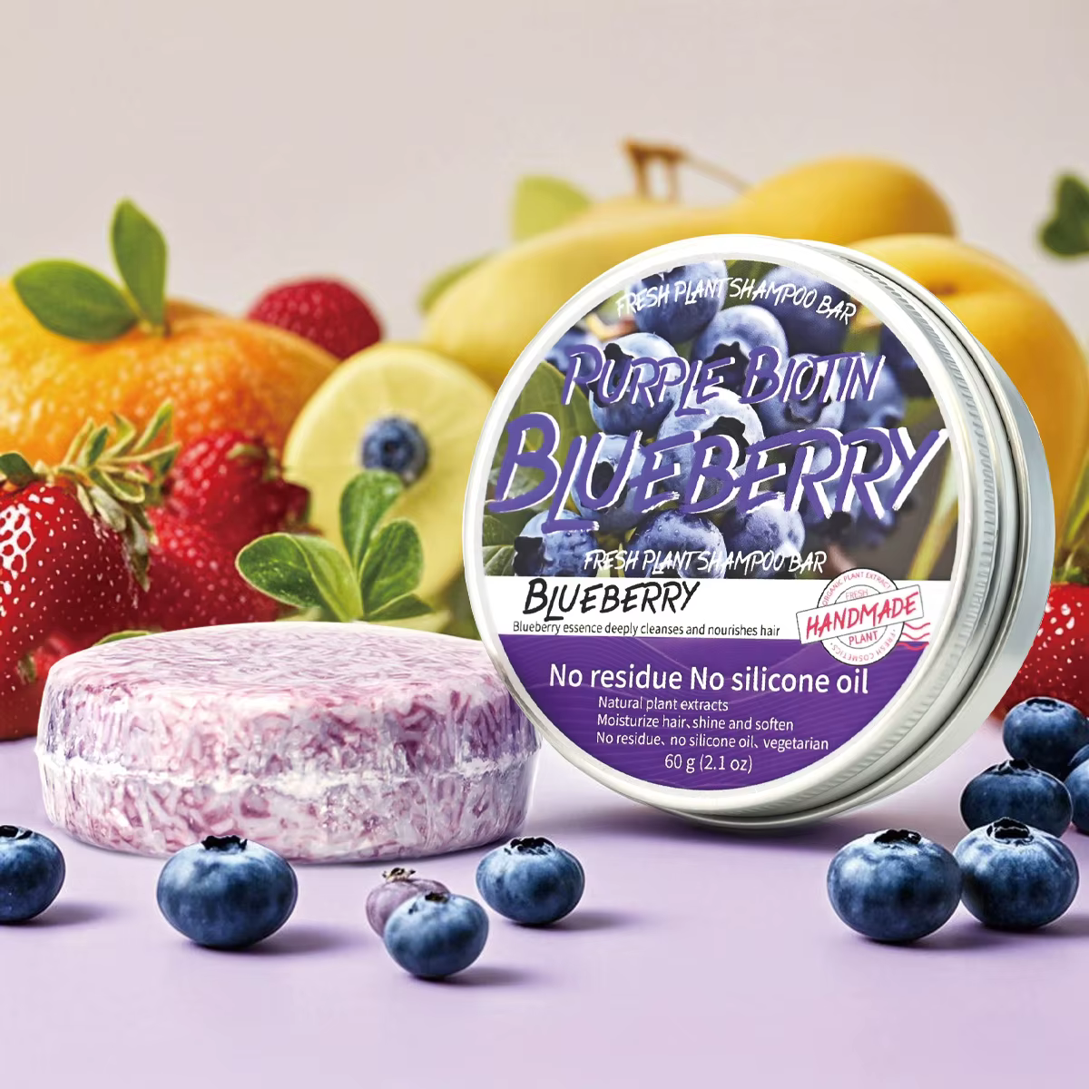 Nature plante fruits cerise solide shampooing rafraîchissant citron Aloe Vegan savon peau contrôle de l'huile pellicule