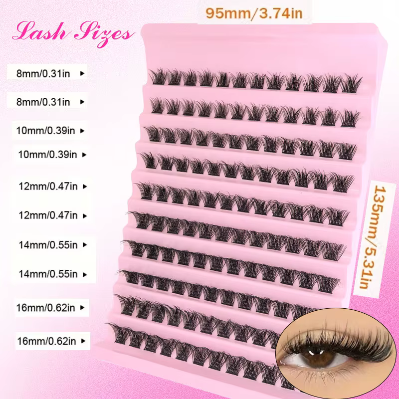 Kit d'extension de cils à faire soi-même, mélange de grappes de cils individuels avec liaison et joint et accessoires de cils