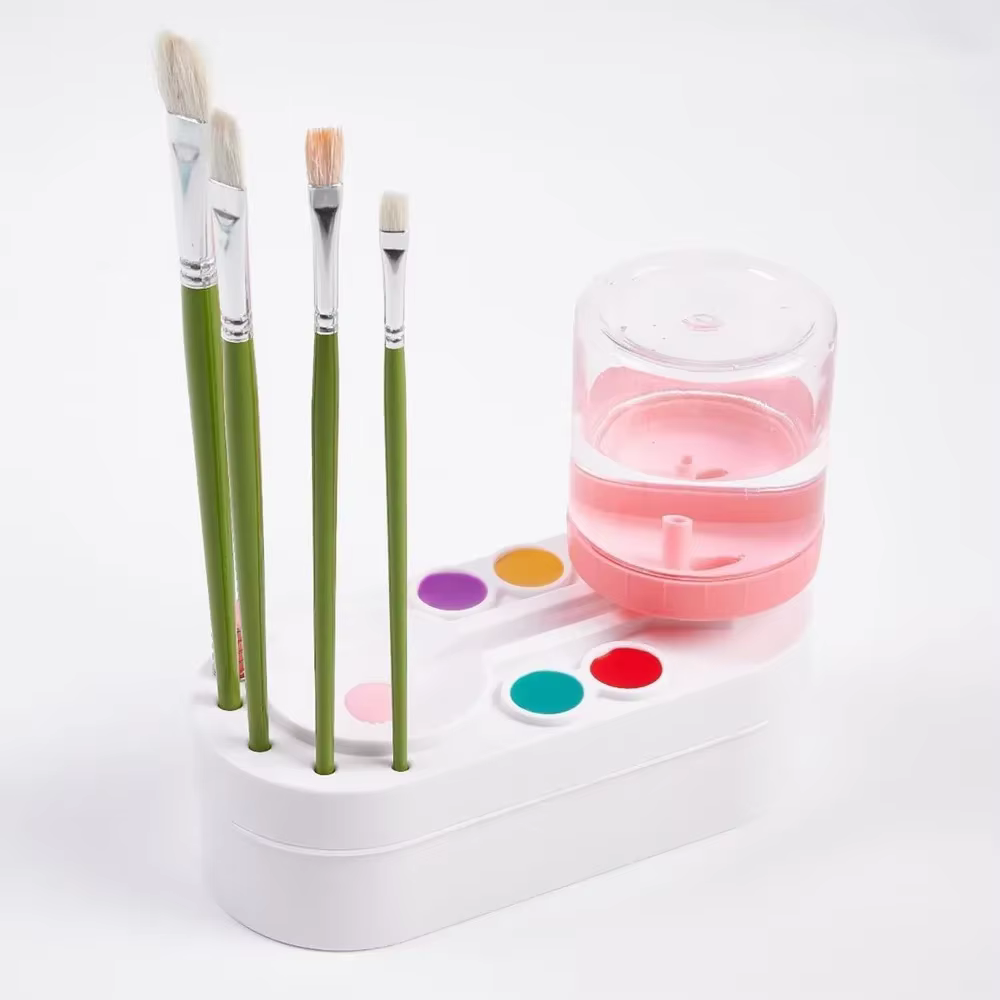 Nettoyeur de pinceaux amélioré avec circulation d'eau pré-assemblé, pour pinceaux à aquarelle, à huile et à base d'eau