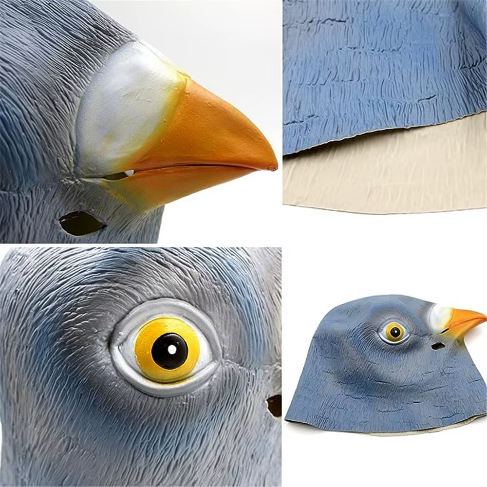 Masque de pigeon, costume fantaisie pour Halloween, masque amusant et mignon en forme de tête d'oiseau pour fête costumée