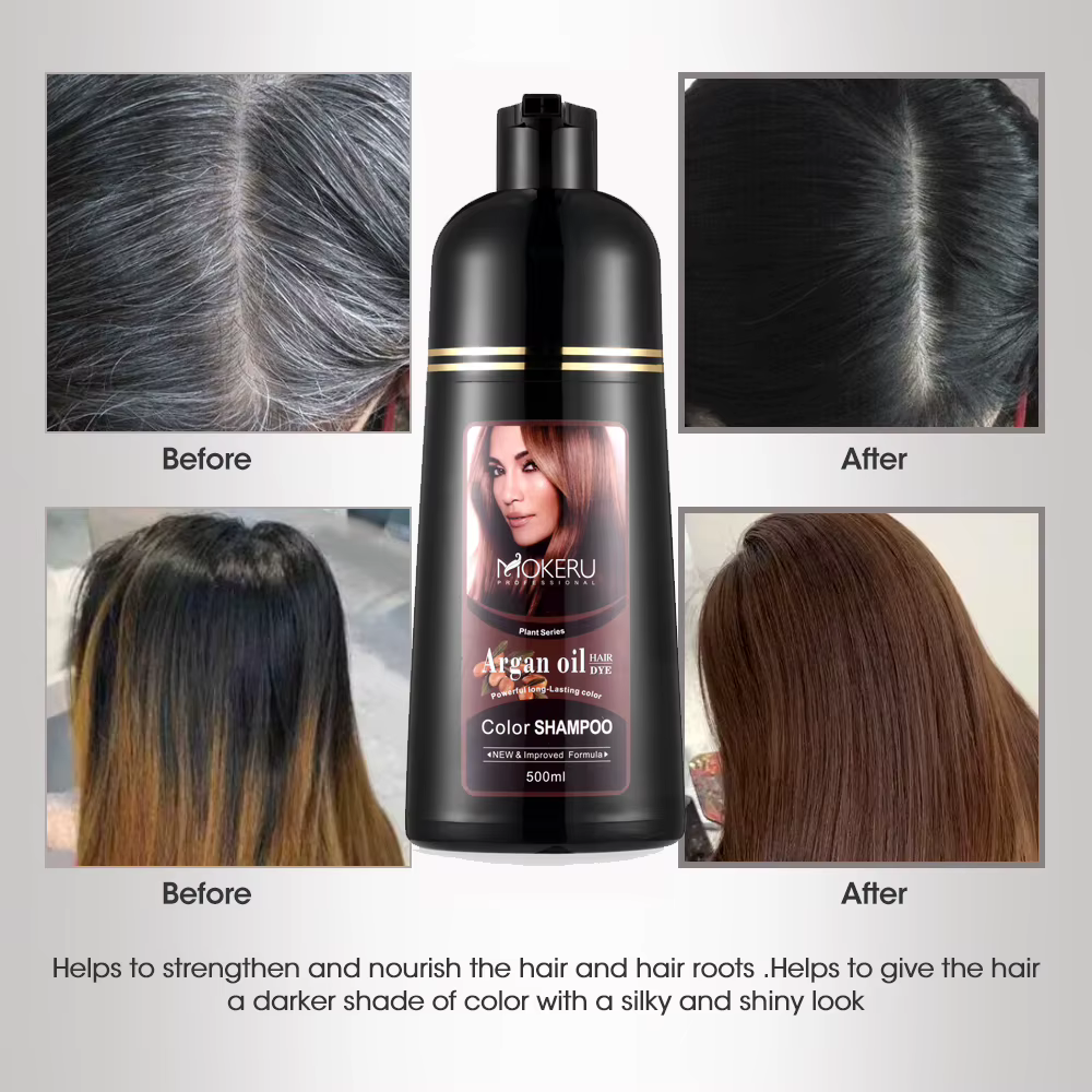 Mokeru-Shampoing à l'huile d'argan à coloration rapide naturelle