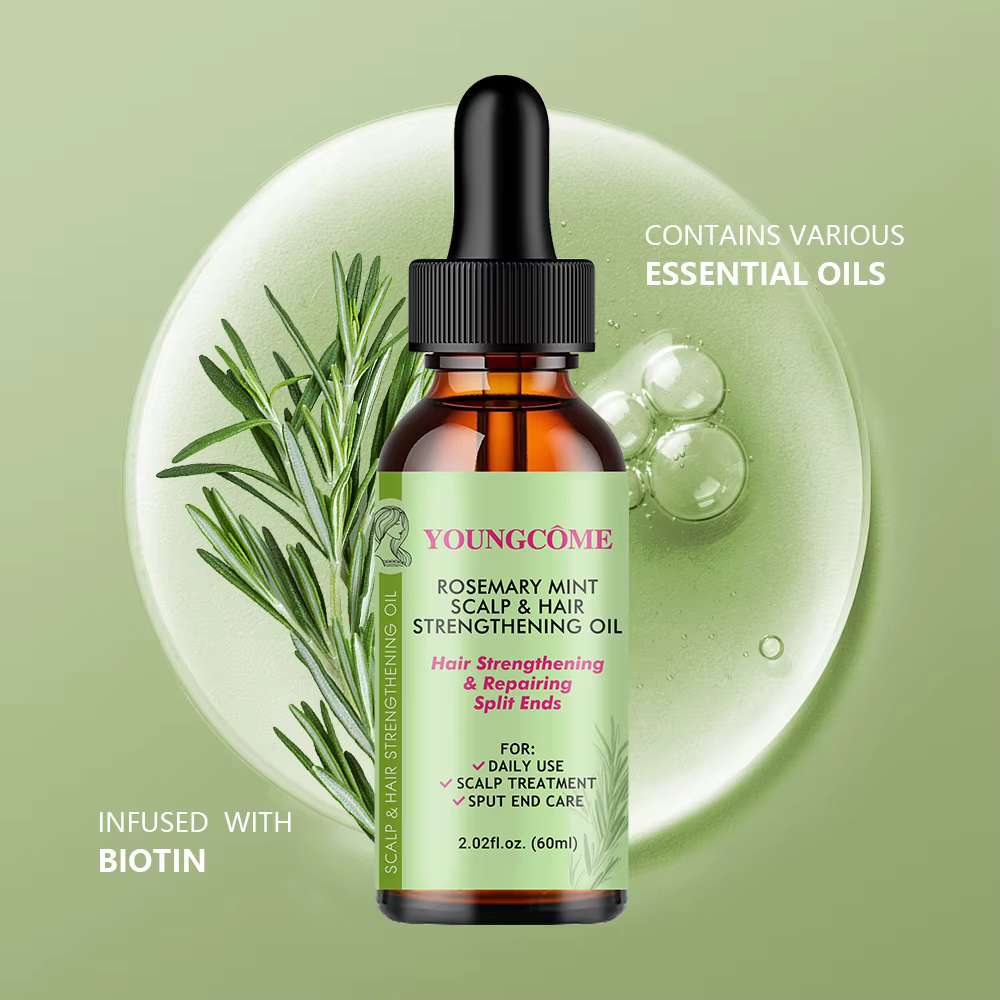 Huile de croissance des cheveux au romarin et à la menthe