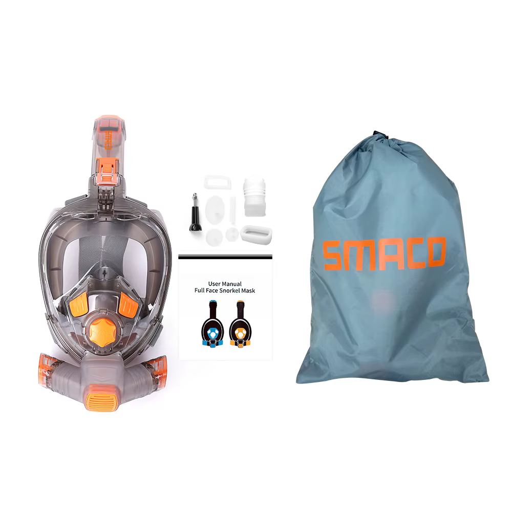 SMACO-Masque de plongée sous-marine intégral pour adulte, lunettes anti-buée, large vue sous-marine, tuba pliable et transparent, masque de natation