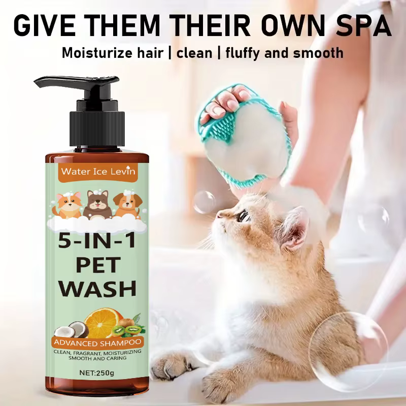 Shampoing et revitalisant et gel douche 5 en 1 naturel Coconut Pet 3 en 1, nettoyage doux, peau apaisante, créant la brillance des cheveux, sûr et sain, adapté aux chats et aux chiens