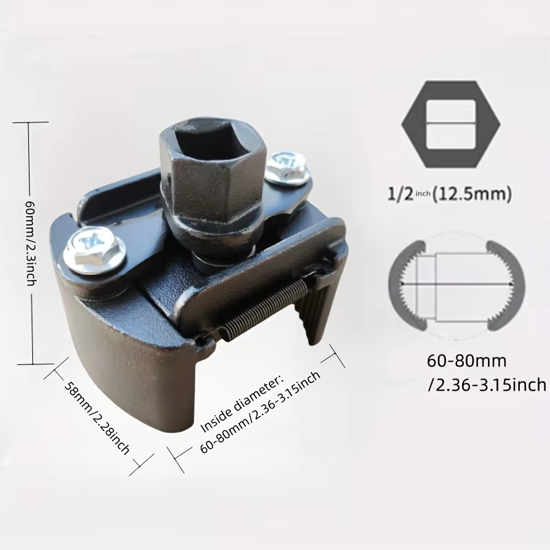 Clé universelle réglable pour filtre à huile, outil de retrait de filtre à deux mâchoires de plage de 60-80mm pour l'entretien automobile