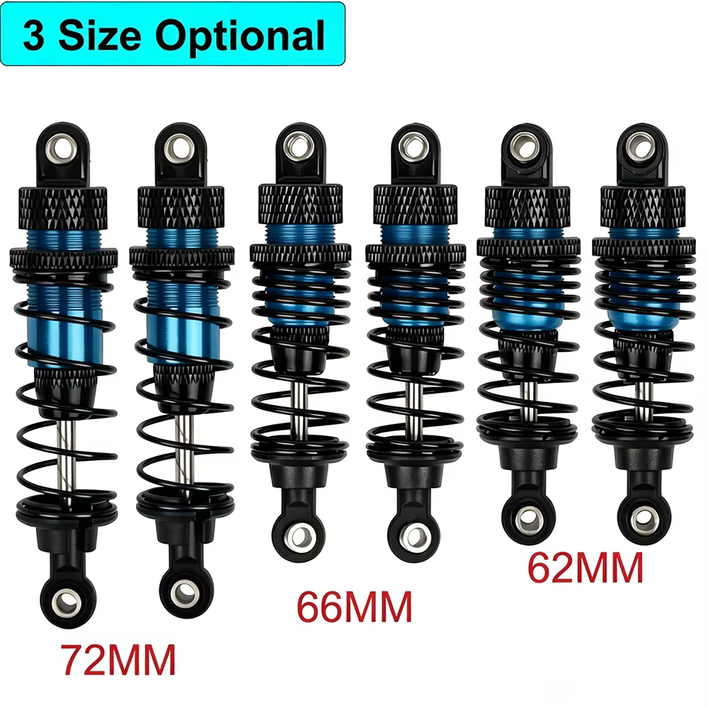Amortisseur à huile 62mm 66mm 72mm compatible avec WLtoys 144001 MJX 14210 16208 Hyper Go H14BM SCY HBX 1/14 1/12 Buggy Truck