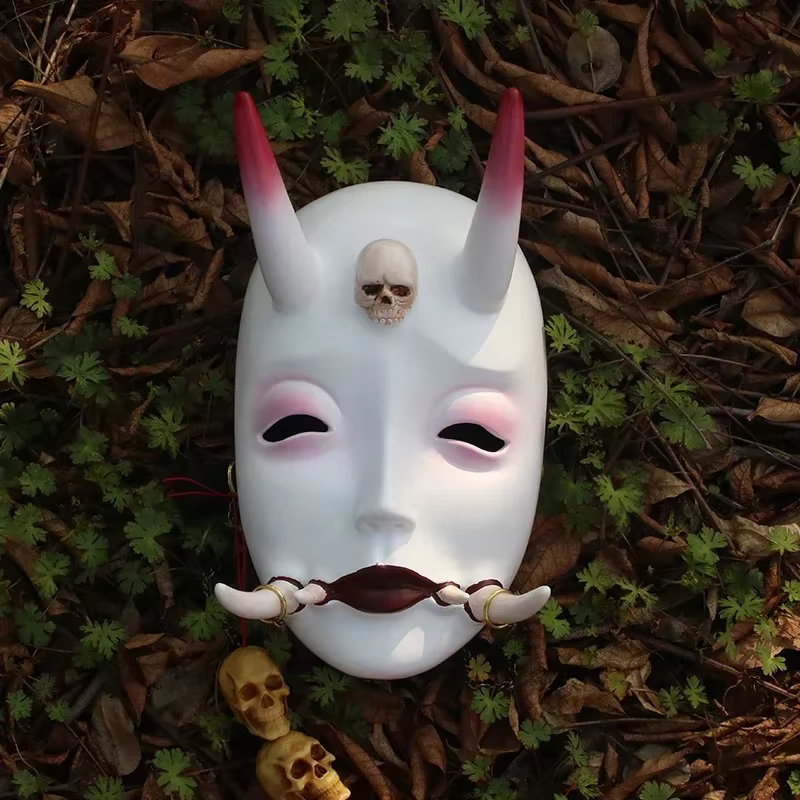 Masque d'horreur d'Halloween, masque de roi fantôme blanc de carnaval, en résine, ornements portables pour adultes, accessoires amusants pour cosplay et jeux de rôle