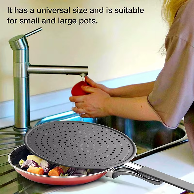 Écran anti-éclaboussures de cuisine en Silicone avec poignée, résistant à la chaleur, protection contre les éclaboussures d'huile, couvercle de panneau de vidange, couvercle de poêle de cuisine