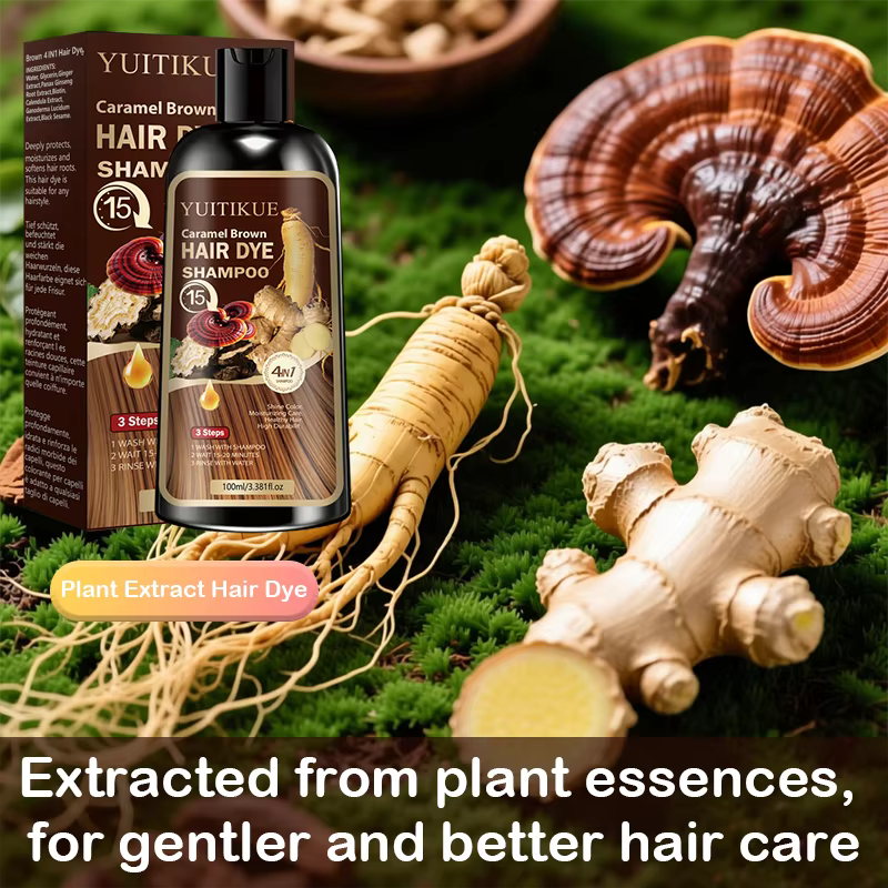 YUITIKUE Shampooing colorant pour cheveux brun caramel