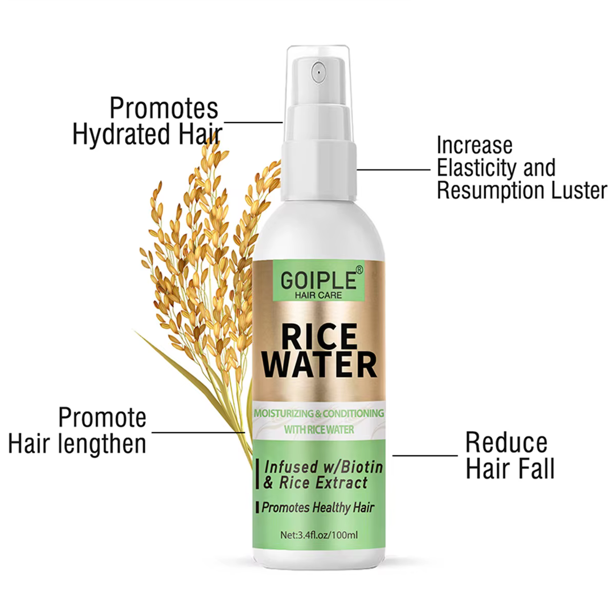 Spray de soin capillaire à l'eau de riz