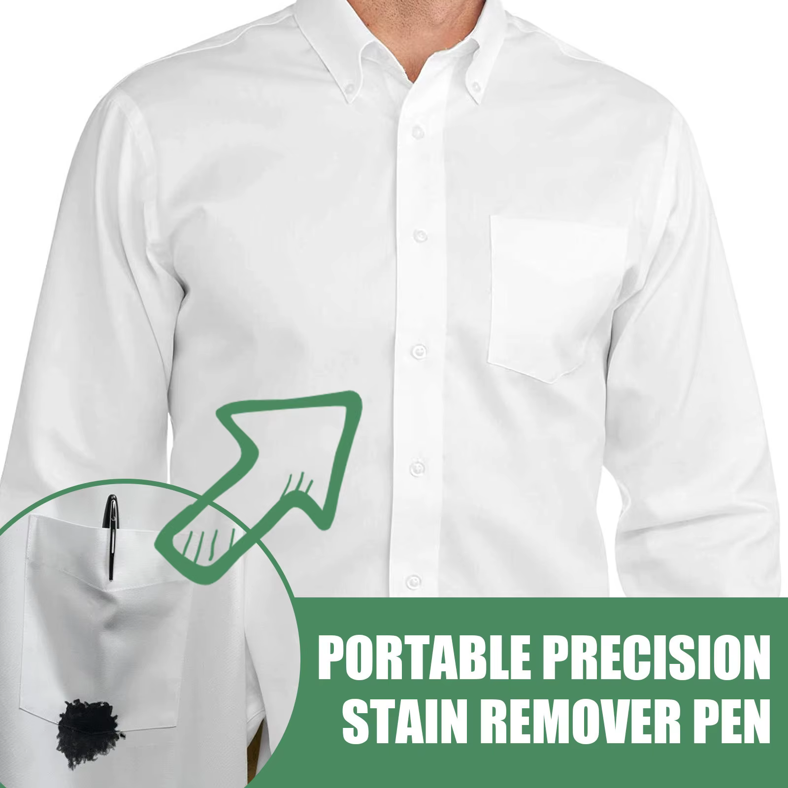 Stylo détachant portable, nettoyant pour vêtements sans rinçage pour les taches d'huile et les taches jaunes sur les vêtements