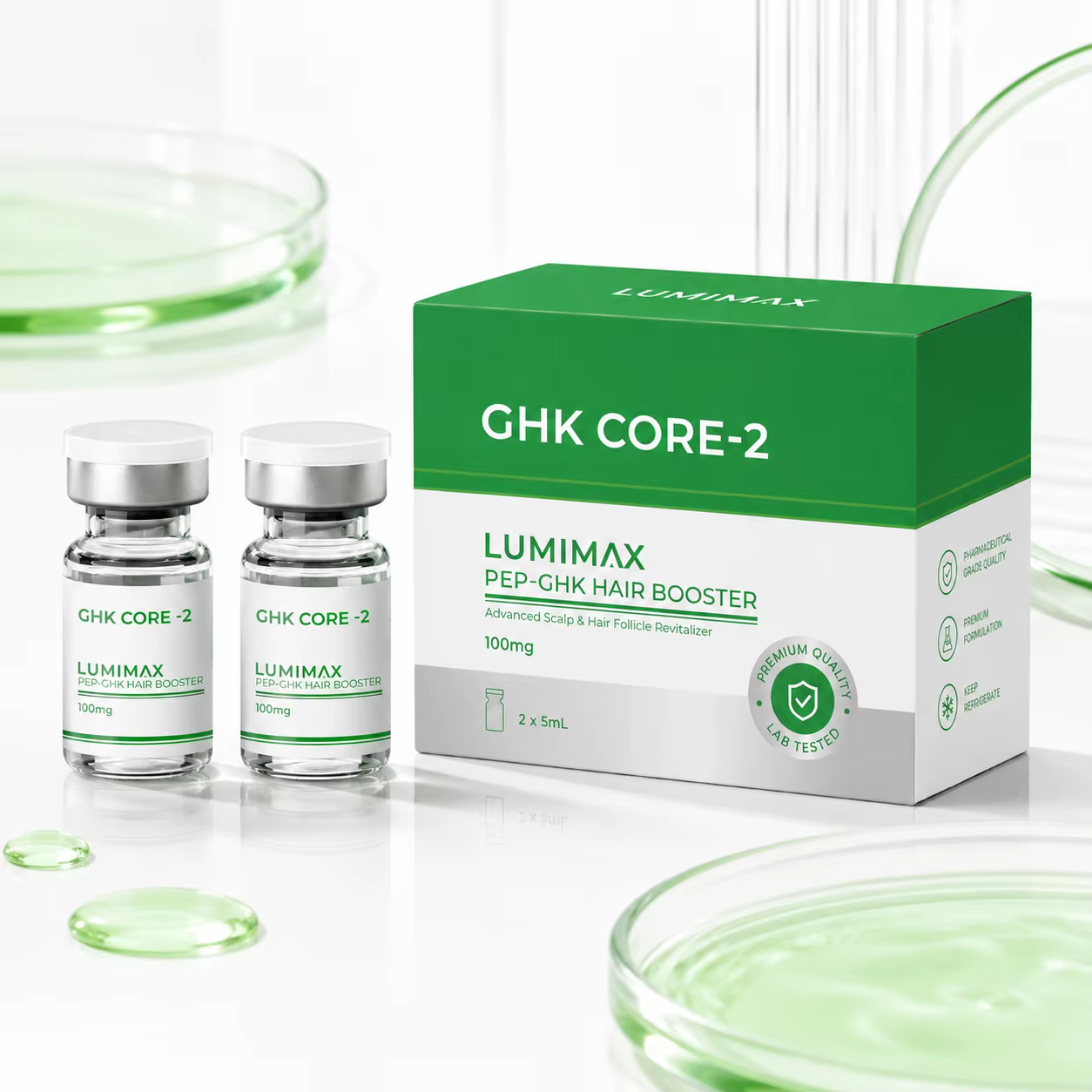 Sérum de croissance capillaire au peptide GHKCU LUMIMAX