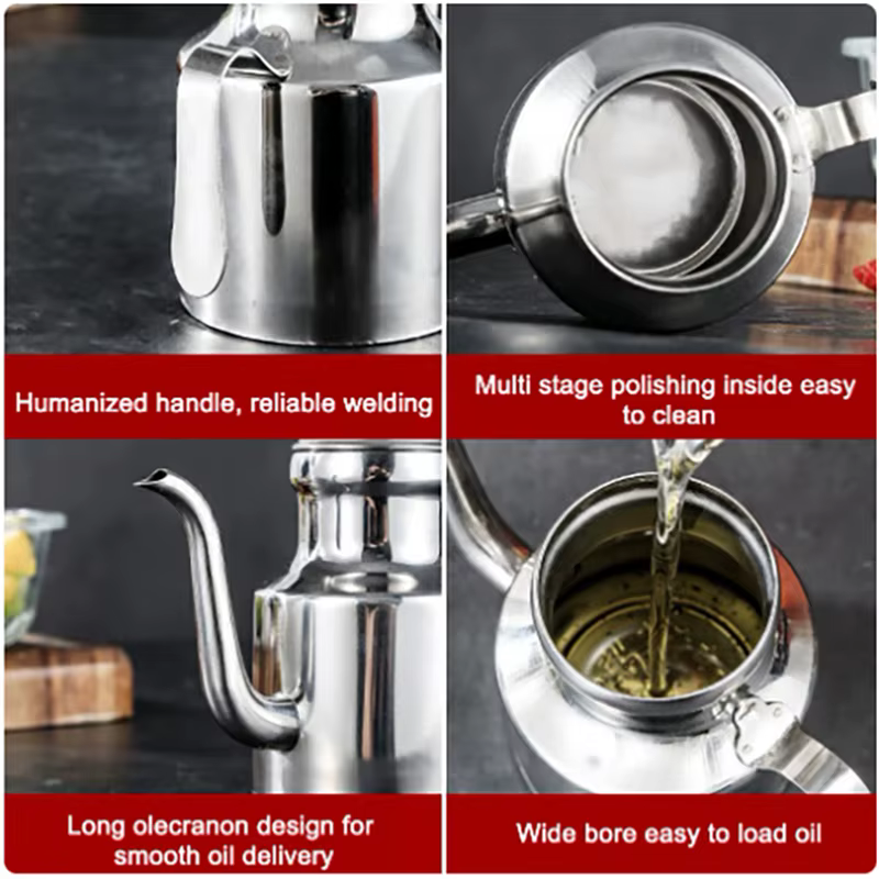 Distributeur d'huile d'olive en acier inoxydable, bouteille de 310ml/500ml, Pot d'huile verseuse sans goutte, récipient de stockage pour salade et cuisine