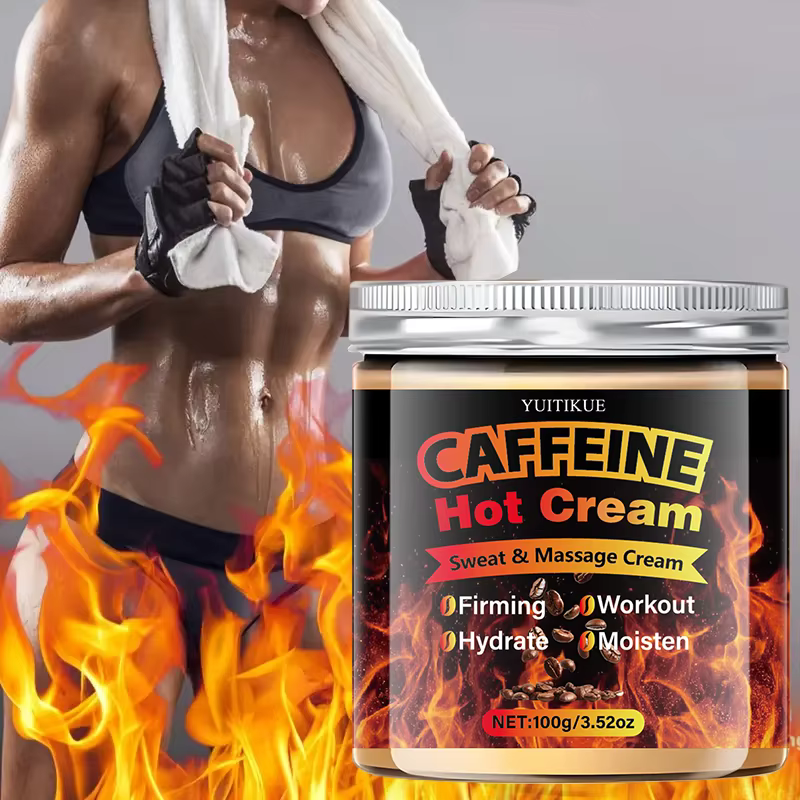 Crème de massage chauffante pour le corps - Réaissez la peau, hydrate en profondeur, contient du collagène, de l'acide hyaluronique, de la caféine, du rétinol et de la niacinam