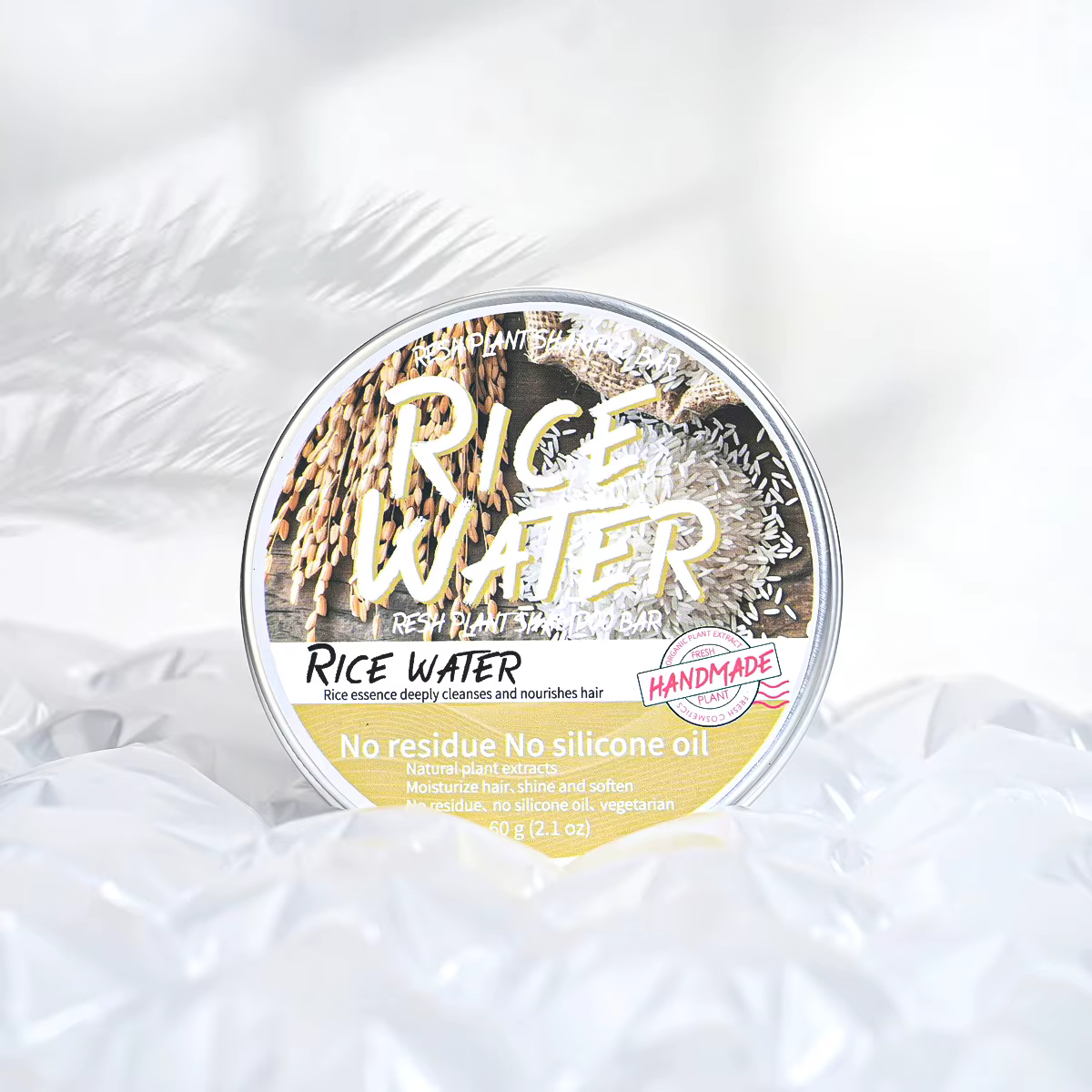 Lavage à l'eau de riz solide pour cheveux