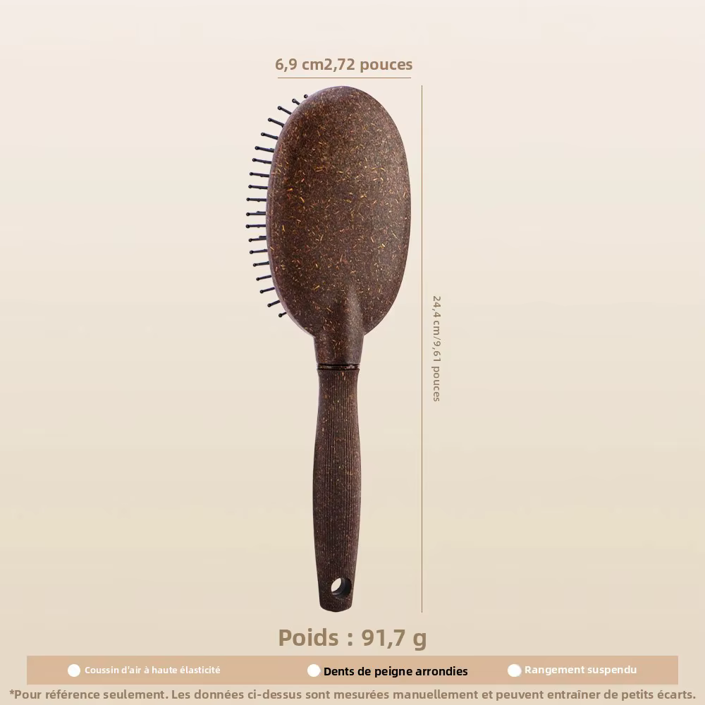 Brosse à cheveux à coussin d'air en noix de coco