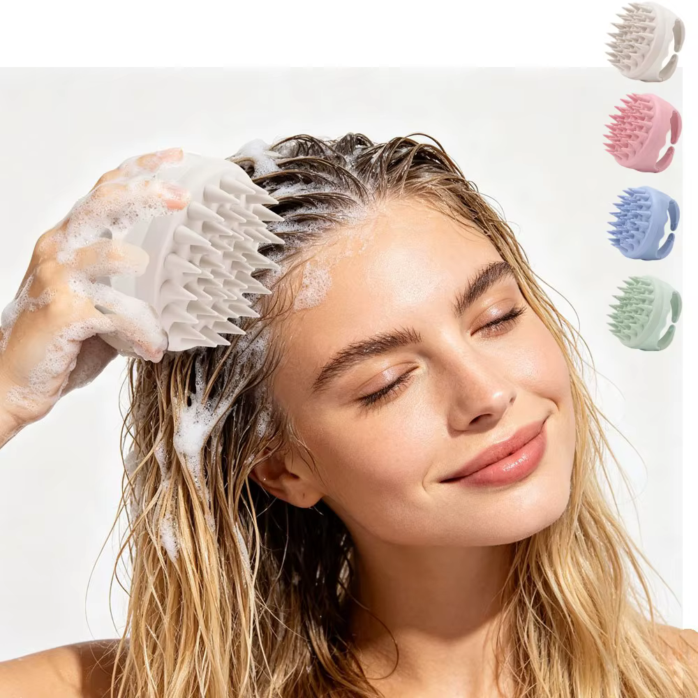 Brosse de massage du cuir chevelu en silicone pour shampoing