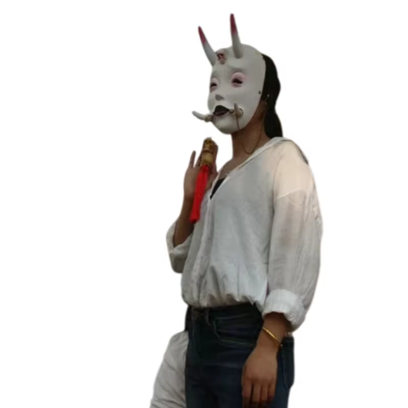 Masque d'horreur d'Halloween, masque de roi fantôme blanc de carnaval, en résine, ornements portables pour adultes, accessoires amusants pour cosplay et jeux de rôle