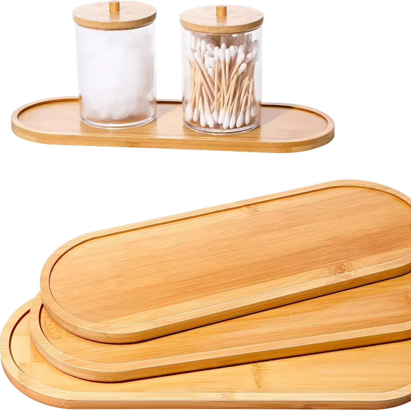 Plateaux de rangement multi-récipients, douche, shampoing, lavage du corps, distributeur de cosmétiques, plateau en bois de bambou, salle de bains, cuisine, support de Pot