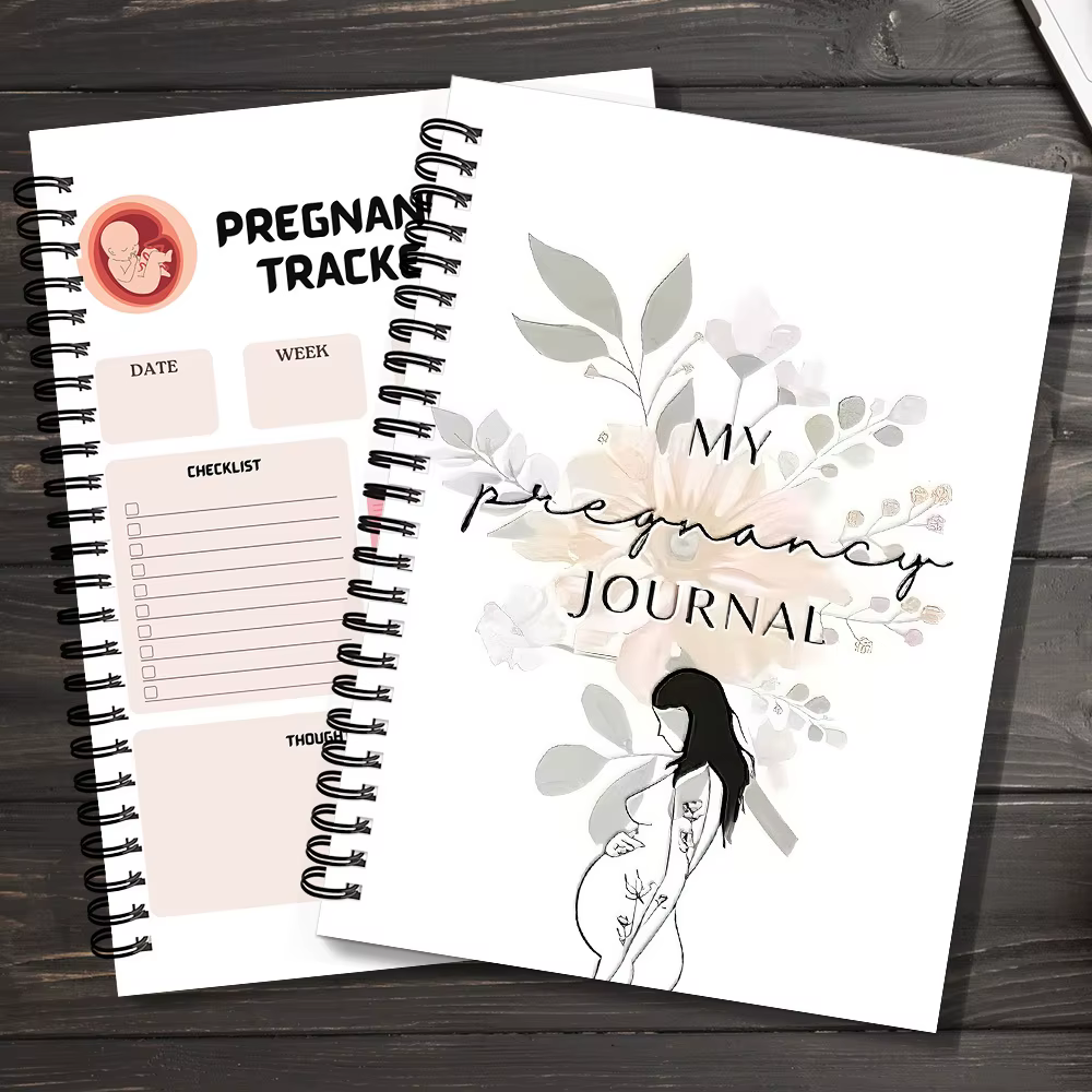 1 carnet de journal de grossesse 2026, ligné, reliure spirale, pour documenter le parcours de grossesse, idéal pour la réflexion quotidienne